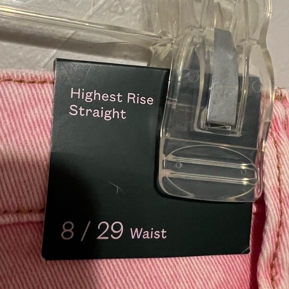 NWT Wild Fable Highest Rise Straight Leg Button Fly Pink Jeans Sz 8 - Picture 8 of 8